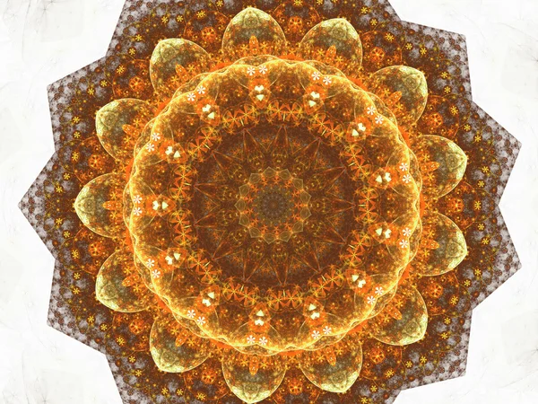 Roda mandala brilhante, obra de arte fractal digital, ilustração abstrata — Fotografia de Stock