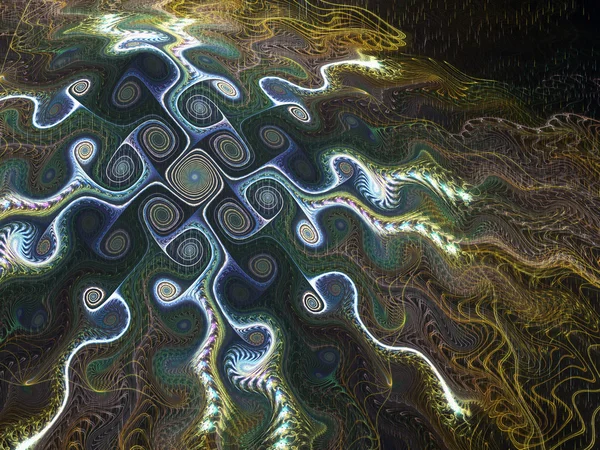 Líquido derramado colorido sob a chuva, design de arte fractal — Fotografia de Stock