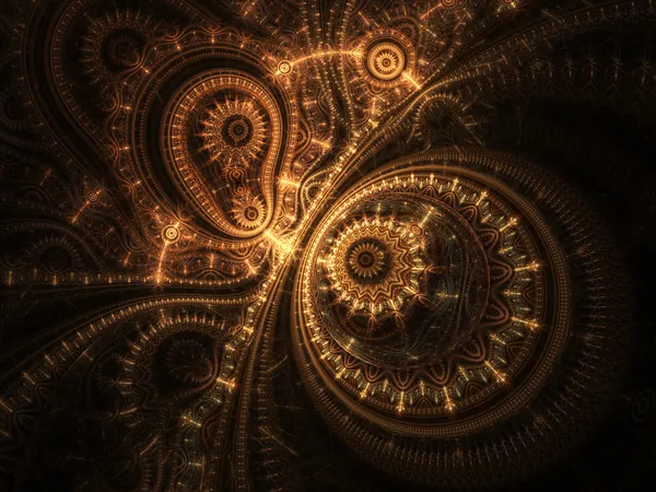Diseño abstracto del reloj steampunk, obra de arte fractal digital Imagen De Stock