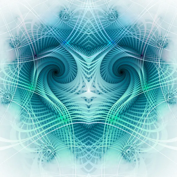 Coeur fractal bleu, illustration numérique, thème de la Saint-Valentin — Photo