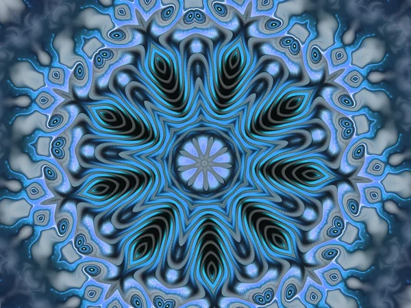 Flor fractal, forma de mandala ou chakra, obra de arte fractal digital — Fotografia de Stock