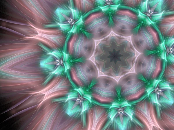 Flor abstracta o símbolo de chakra, obra de arte fractal digital, ilustración colorida —  Fotos de Stock