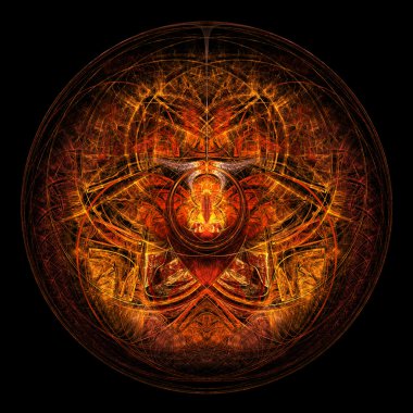 Bronz muska veya para, dijital fractal sanat tasarım