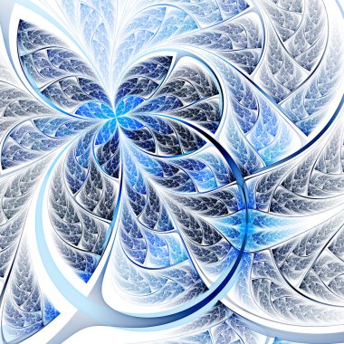 Mavi çiçek veya kelebek, dijital fractal sanat tasarım