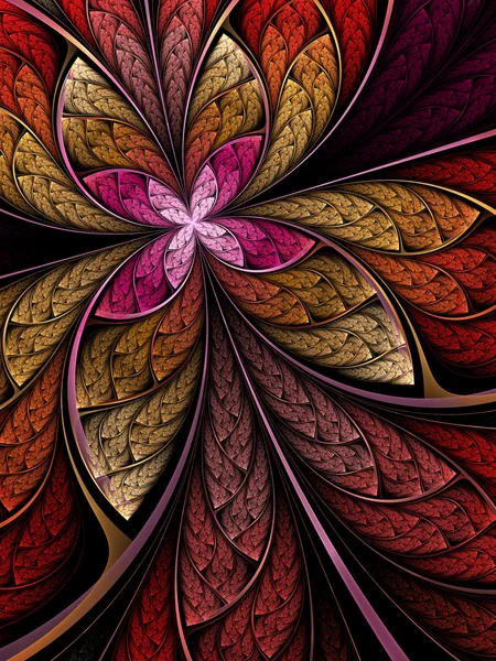 カラフルな花や蝶、デジタル フラクタル アート デザイン — ストック写真