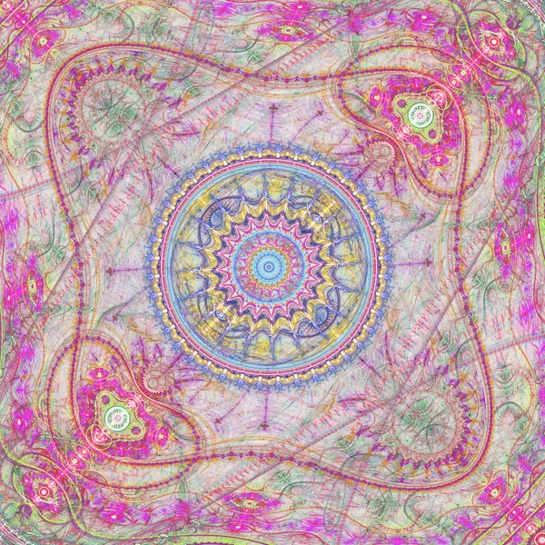 Colorful and shiny clockwork, digital fractal art pattern — Stock Photo, Image