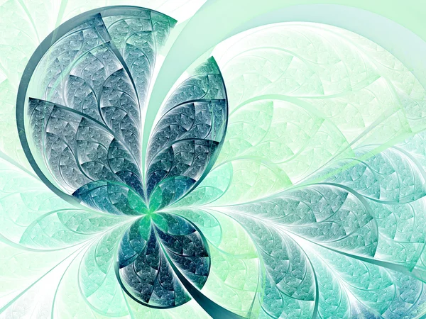 Fleur ou papillon vert feuillu, design d'art fractal numérique — Photo