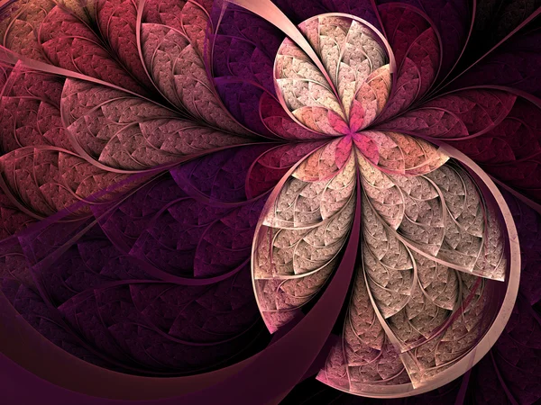 Flor o mariposa vidrieras, diseño de arte fractal digital — Foto de Stock