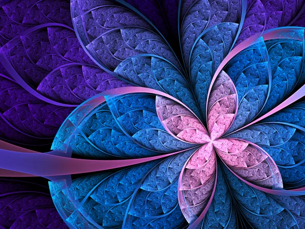 Färgstark blomma eller fjäril, digital fraktal konstdesign — Stockfoto