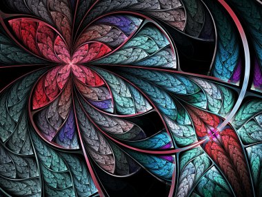 Colorful fractal flower or butterfly, digital art design