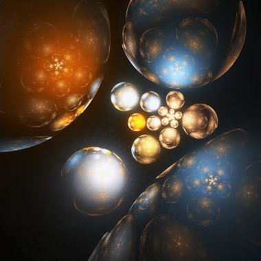 parlak ve parlak Balonlar, gevşeme toplar, dijital fractal sanat