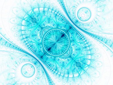 Mavi clockwork model, zaman makinesi, dijital fractal sanat