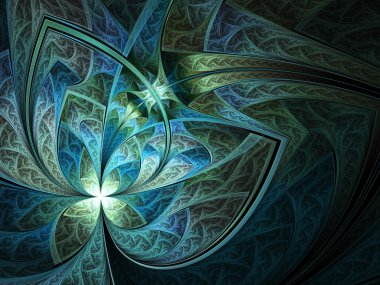 temalı çiçek veya kelebek, dijital fractal sanat su