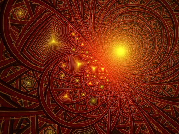 Abstract goud en rood zonsondergang, digital fractal kunst — Stockfoto