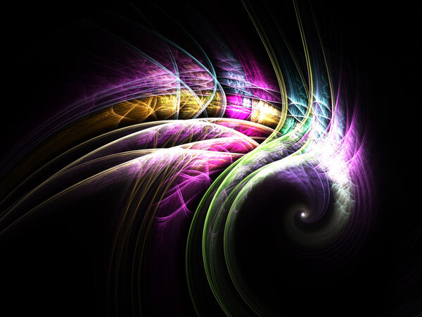 Dynamic and colorful spiral, digital fractal art, abstract illustration