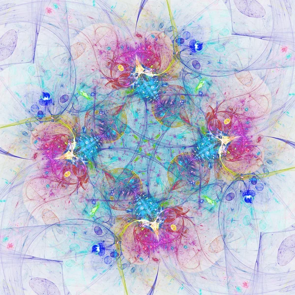 Feu d'artifice abstrait coloré ou fleur, art fractal numérique — Photo