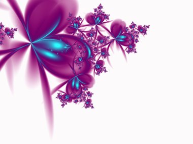 renkli çiçek desenli beyaz arka planda, dijital fractal sanat