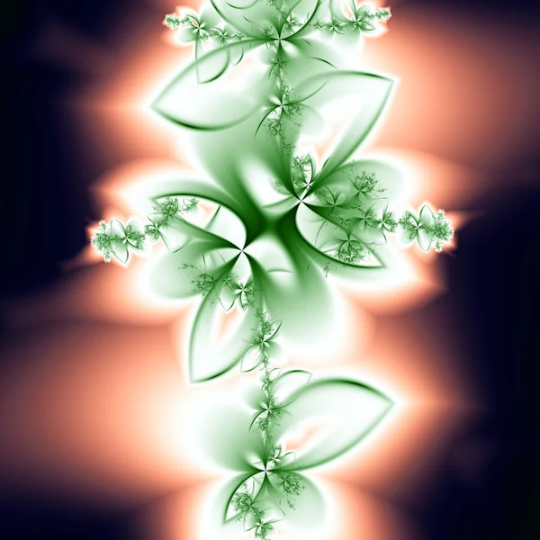Gröna fraktal blommönster, abstrakt digital konstdesign — Stockfoto