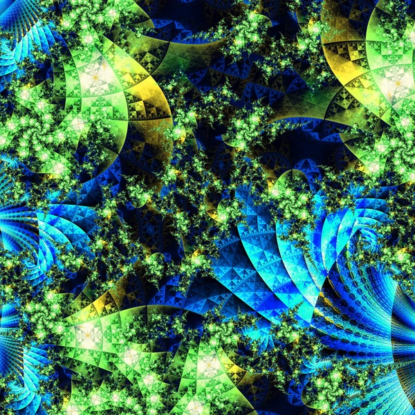 Kleurrijke gebrandschilderd glas patroon, digitale fractal kunst design — Stockfoto