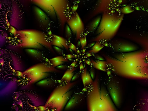 Flor fractal colorida, design de arte digital abstrata ou ilustração — Fotografia de Stock