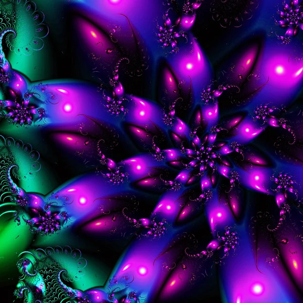 Φράκταλ πολύχρωμο λουλούδι, αφηρημένη τέχνη της ψηφιακής σχεδίασης ή εικόνα — Φωτογραφία Αρχείου
