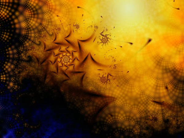 Aztek temalı güneş desen, dijital fractal sanat tasarım — Stok fotoğraf