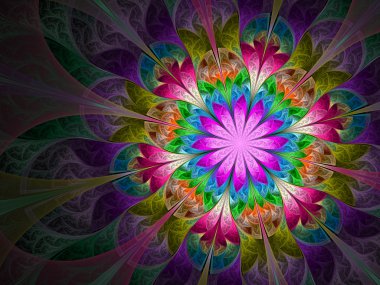 renkli ve psychedelic çiçek, dijital fractal sanat tasarım