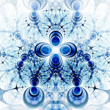 su temalı çiçek desenli, dijital fractal sanat tasarım