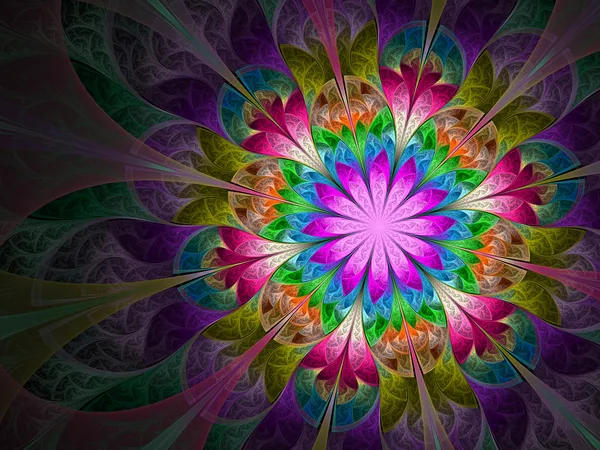 Fiore colorato e psichedelico, digital fractal art design — Foto Stock