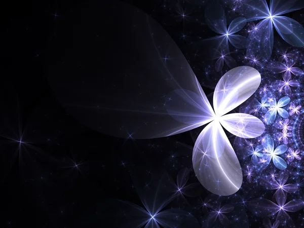 Padrão floral azul e violeta, design de arte fractal digital — Fotografia de Stock
