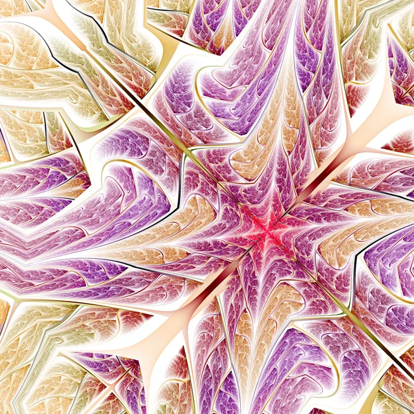 Flor ou estrela abstrata colorida, arte fractal digital — Fotografia de Stock