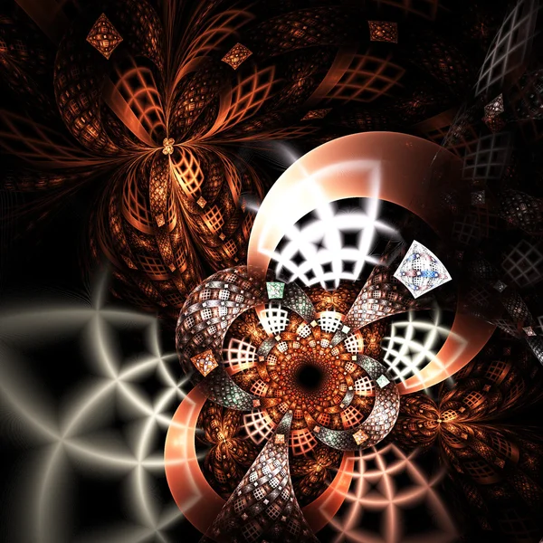Блестящий абстрактный цветок или бабочка, цифровое фрактальное искусство — стоковое фото