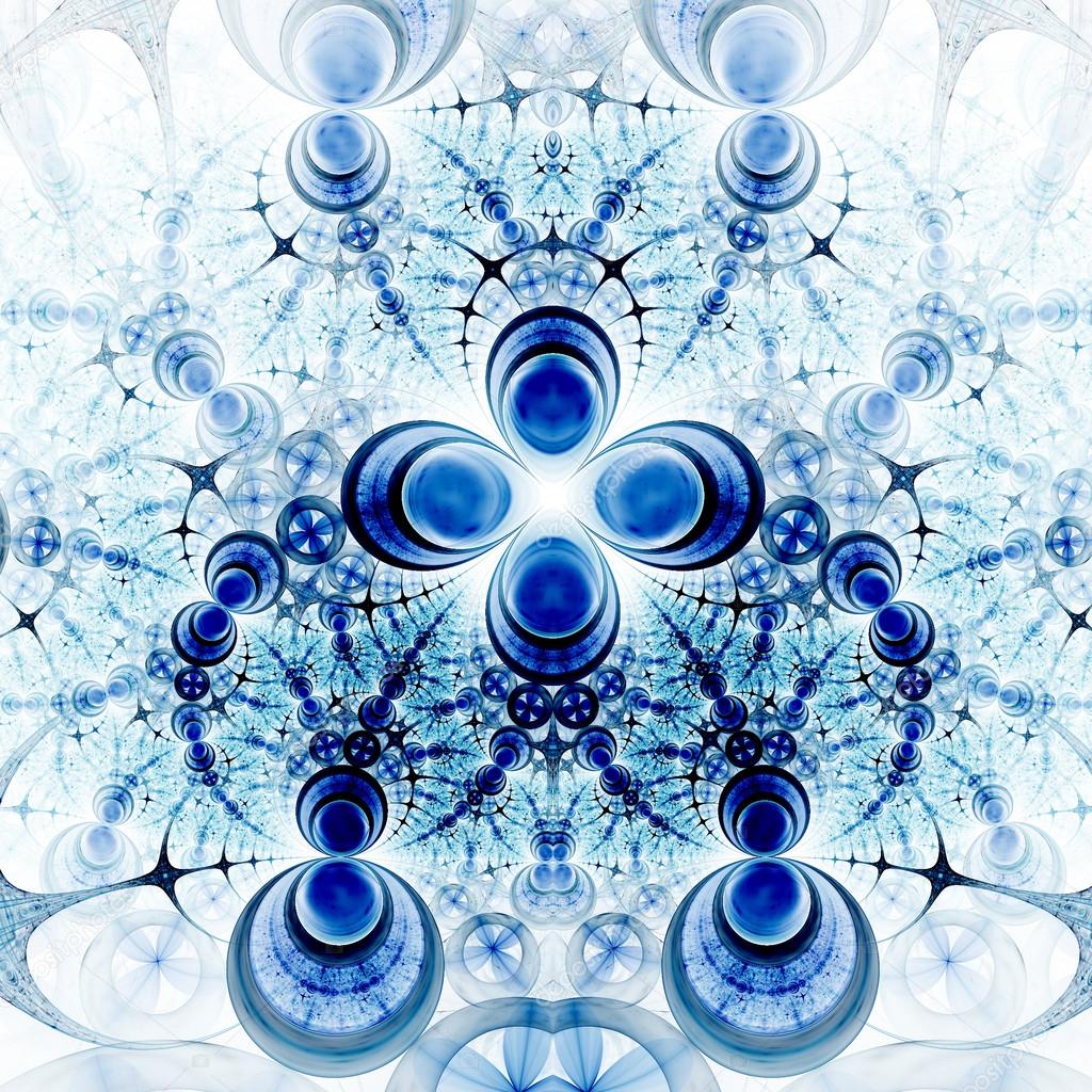 Water themed floral pattern, digital fractal art design
