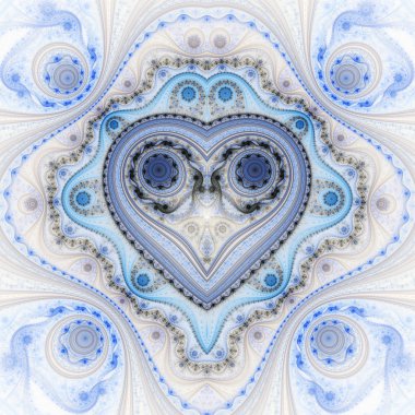 Clockwork Sevgililer günü güdü, fraktal kalp, dijital sanat