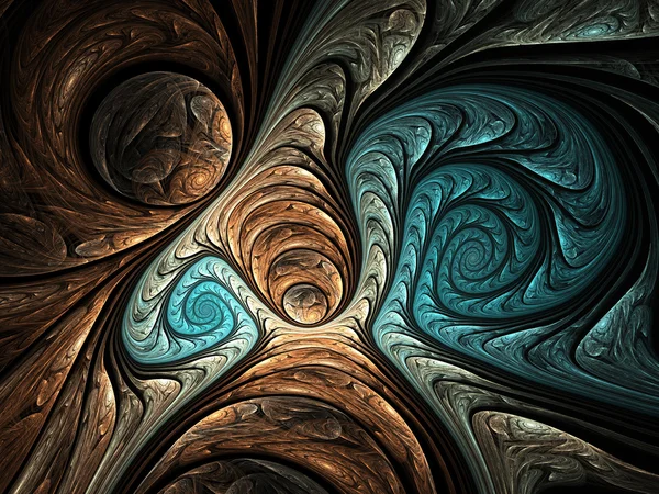 Абстрактный шаблон со спиралями и пузырями, цифровое фрактальное искусство — стоковое фото