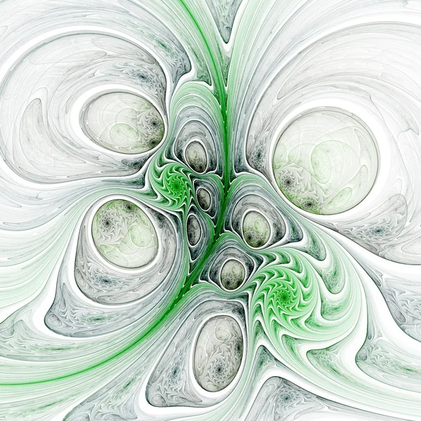 Corriente verde con burbujas y patrón espiral, arte fractal digital — Foto de Stock