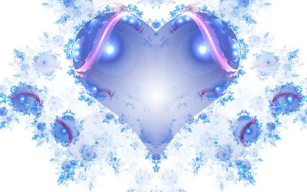 Corazón fractal sobre fondo blanco, arte digital, ilustración o fondo — Foto de Stock