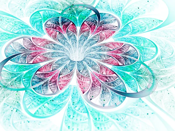 Färgglada fraktal blomma på vit bakgrund, digital konst — Stockfoto
