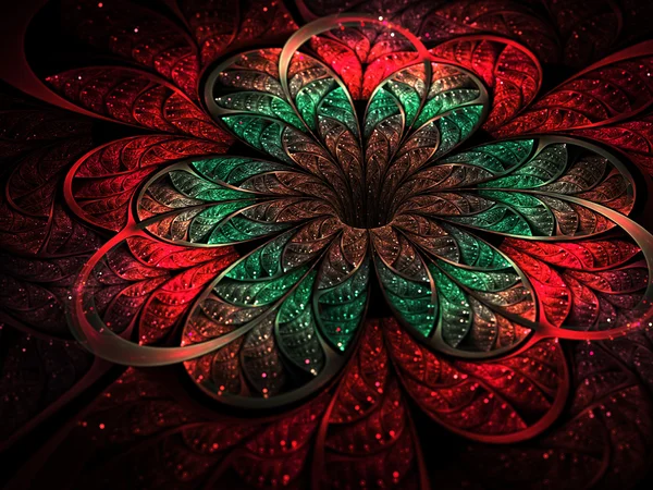 Kleurrijke fractal rose op donkere achtergrond, digitale kunst — Stockfoto