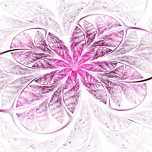 Fiore frattale viola su sfondo bianco, arte digitale — Foto Stock