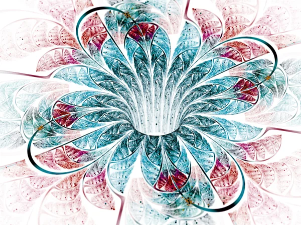 Kleurrijke fractal bloem op witte achtergrond, digitale kunst — Stockfoto