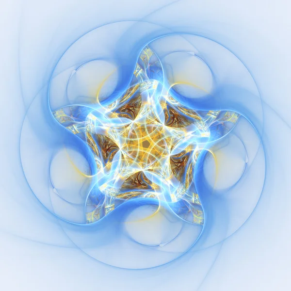 Blauw en goud sterren gevormde sieraad, digitale fractal kunst — Stockfoto