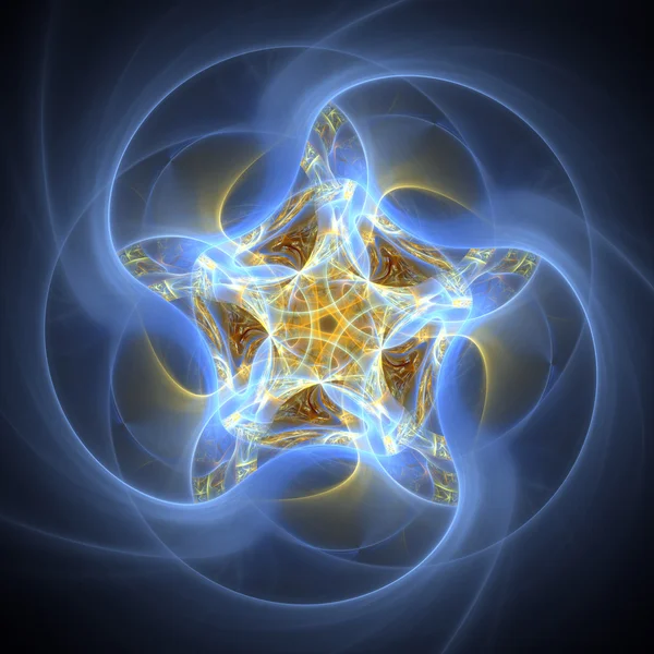 Enfeite em forma de estrela no fundo escuro, arte fractal digital — Fotografia de Stock