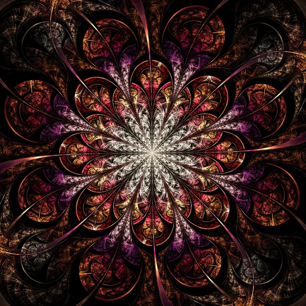 Dark fractal flower, digital artwork for creative graphic design — Stock Photo, Image