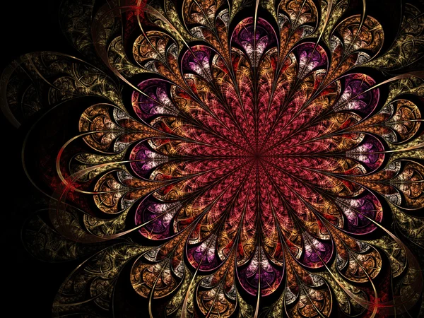 Dark fractal flower, digital artwork for creative graphic design — Stock Photo, Image