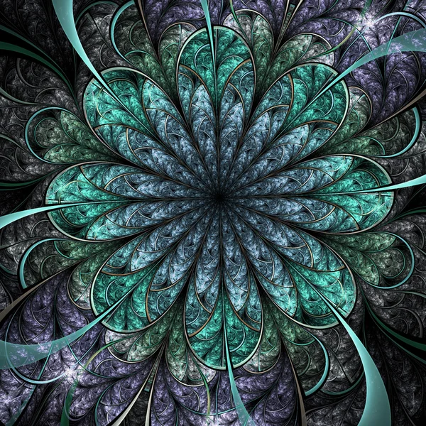 Flor fractal escura com tema de água, arte digital para design gráfico criativo — Fotografia de Stock
