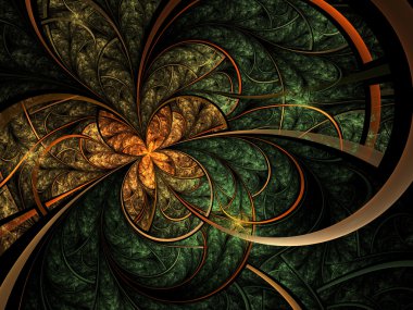 orman temalı fraktal çiçek veya kelebek, yaratıcı grafik tasarım için dijital sanat