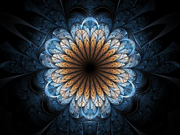 Flor fractal dourada, obra de arte digital para design gráfico criativo — Fotografia de Stock