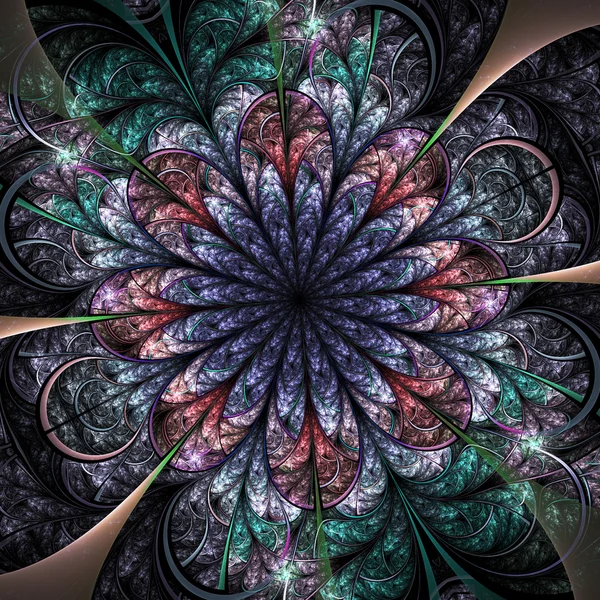 Flor fractal colorido, obra de arte digital para el diseño gráfico creativo —  Fotos de Stock