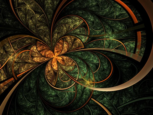 Flor fractal o mariposa con temática forestal, obra de arte digital para un diseño gráfico creativo — Foto de Stock